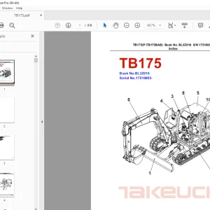 Takeuchi TB175 Compact Excavator Parts Manual - PDF DOWNLOAD