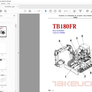Takeuchi TB180FR Crawler Excavator Parts Manual - PDF DOWNLOAD
