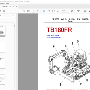 Takeuchi TB180FR Mini Excavator Parts Manual - PDF DOWNLOAD