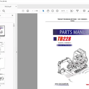 Takeuchi TB228 Mini Excavator Parts Manual - PDF DOWNLOAD