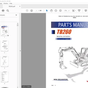 Takeuchi TB260 Mini Excavator Parts Manual - PDF DOWNLOAD