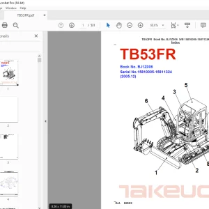 Takeuchi TB53FR Compact Excavator Parts Manual - PDF DOWNLOAD