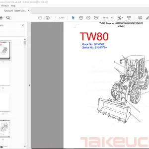 Takeuchi TW80 Mini Excavator Parts Manual - PDF DOWNLOAD