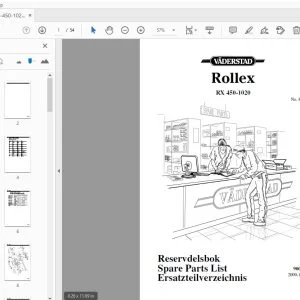 VADERSTAD ROLLEX RX450-1020 PARTS MANUAL 900198 - PDF