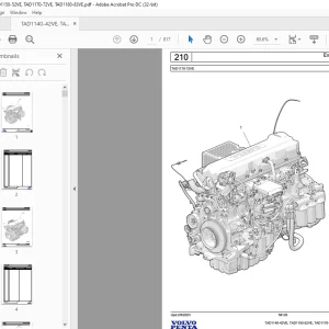 Volvo Penta TAD1140-42VE, TAD1150-52VE, TAD1170-72VE, TAD1180-83VE Industrial Engine Parts Manual