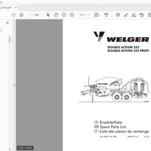 WELGER DOUBLE ACTION 235 DOUBLE ACTION 235 PROFI PARTS MANUAL - PDF DOWNLOAD