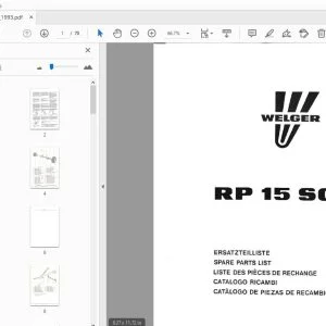WELGER RP 15 SC PARTS MANUAL 1993 - PDF DOWNLOAD