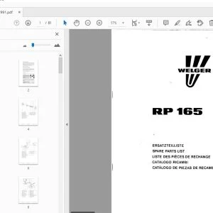 WELGER RP 165 PARTS MANUAL - PDF DOWNLOAD