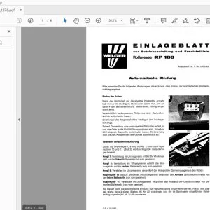 WELGER RP 180 EINLAGEBLATT Betriebsanlailung und Ersatzleilliste - PDF DOWNLOAD