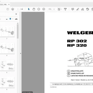 WELGER RP 302 RP 320 PARTS MANUAL 1998 - PDF DOWNLOAD