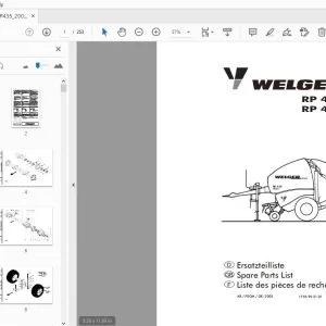 WELGER RP 405 RP 435 PARTS MANUAL 2005 - PDF DOWNLOAD