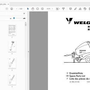 WELGER RP 502 RP 520 PARTS MANUAL - PDF DOWNLOAD