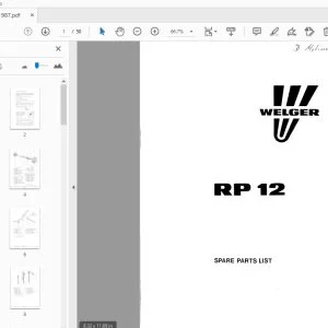 WELGER RP12 PARTS MANUAL 1987 - PDF DOWNLOAD