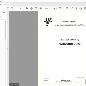 WELGER RP12S, RP15S u. RP165 Ersatzteillisten - PDF DOWNLOAD