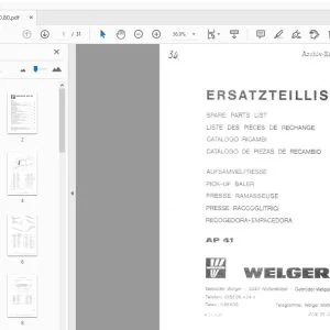 Welger AP 41 Pick-Up Baler Parts Manual - PDF DOWNLOAD