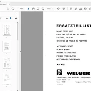 Welger AP42 Pick-Up Baler Parts Manual - PDF DOWNLOAD