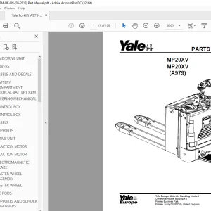 Yale Forklift EMP20XV MP20XV (A979) Parts Manual - PDF DOWNLOAD