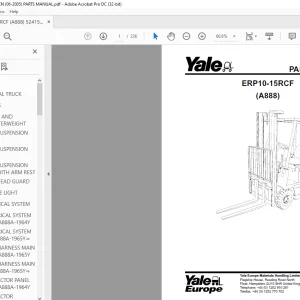 Yale Forklift ERP10-15RCF (A888) Parts Manual - PDF DOWNLOAD