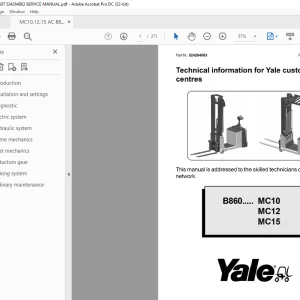 Yale Forklift MC10 MC12 MC15 (B860) Service Manual - PDF DOWNLOAD