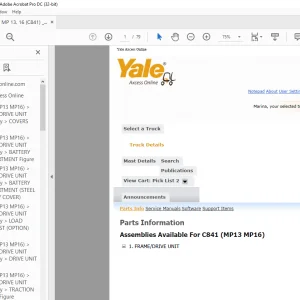 Yale Forklift MP13 MP16 Parts Manual - PDF DOWNLOAD