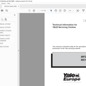 Yale Forklift MP20X MS12X Service Manual - PDF DOWNLOAD