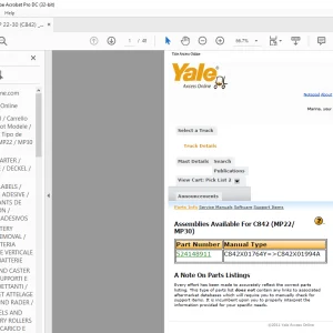 Yale Forklift MP22/ MP30 (C842) Parts Manual - PDF DOWNLOAD
