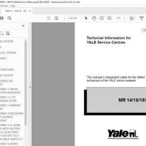 Yale Forklift MR 14/16/18/20 Service Manual - PDF DOWNLOAD