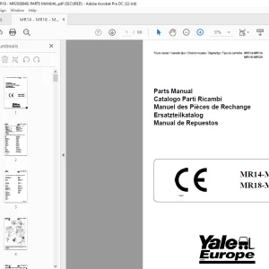 Yale Forklift MR14-MR16 MR18-MR20 Parts Manual - PDF DOWNLOAD