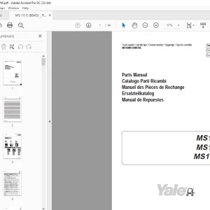 Yale Forklift MS10 MS12 MS10E Parts Manual - PDF DOWNLOAD
