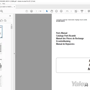 Yale Forklift MS10 MS12 MS10E Parts Manual - PDF DOWNLOAD