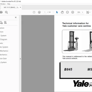 Yale Forklift MS10E (B845) Service Manual - PDF DOWNLOAD