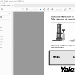 Yale Forklift MS10E (B845) Service Manual  - PDF DOWNLOAD