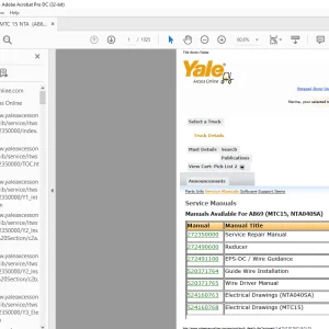 Yale Forklift MTC15 NTA040SA (A869) Service Manual - PDF DOWNLOAD