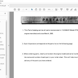 Yanmar Engine 3TNE74-MG Parts Manual - PDF DOWNLOAD