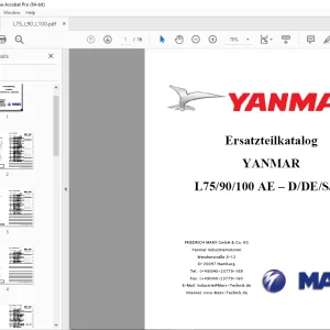 Yanmar Engine L75/90/100 AE – D/DE/S/SE Ersatzteilkatalog PDF