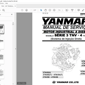 Yanmar Engine SÉRIE 3 TNV-4 TNV MANUAL DE SERVIÇO PDF