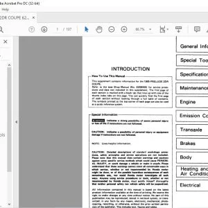 1985 Honda Prelude 2DR Shop Manual - PDF DOWNLOAD