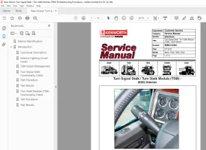 2005 Paccar Kenworth Truck Turn Signal Stalk / Turn Stalk Module (TSM) Interior Service Manual - PDF