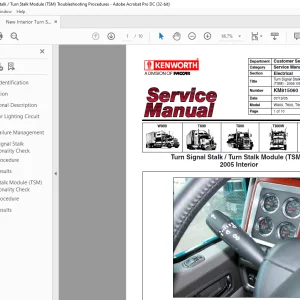 2005 Paccar Kenworth Truck Turn Signal Stalk / Turn Stalk Module (TSM) Interior Service Manual - PDF