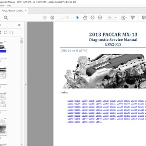 2013 PACCAR MX 13 EPA2013 Diagnostic Service Manual (U0101 to U1574)  - PDF DOWNLOAD