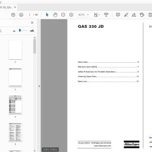 Atlas Copco QAS 330 JD Portable Generators Parts Manual - PDF DOWNLOAD