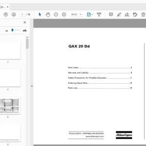 Atlas Copco QAX 20 Dd Portable Generator Parts Manual - PDF DOWNLOAD