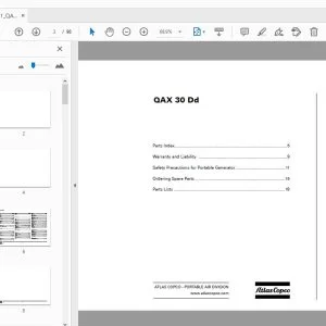 Atlas Copco QAX 30 Dd Portable Generator Parts Manual - PDF DOWNLOAD