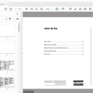 Atlas Copco QAX 60 Dd Portable Generator Parts Manual - PDF DOWNLOAD