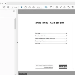 Atlas Copco XAHS 107 Dd - XAHS 250 DD7 Portable Compressor Parts Manual - PDF DOWNLOAD