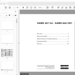 Atlas Copco XAMS 287 Cd - XAMS 600 CD7 Portable Compressor Parts Manual 2955 1210 01 - PDF DOWNLOAD