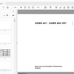 Atlas Copco XAMS 407 - XAMS 850 CD7 Portable Compressors Parts Manual - PDF DOWNLOAD