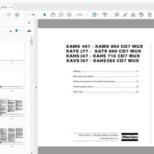 Atlas Copco XAMS 850 - XATS 800 - XAHS 710 - XAVS 650 CD7 WUX Instruction & Parts Manual - PDF