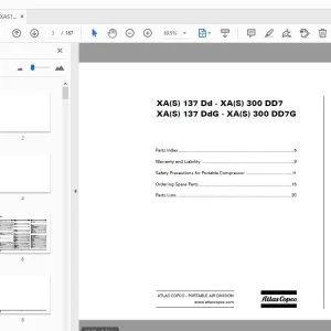 Atlas Copco XA(S) 137 Dd - XA(S) 300 DD7 XA(S) 137 DdG - XA(S) 300 DD7G Portable Compressor Parts Manual - PDF DOWNLOAD