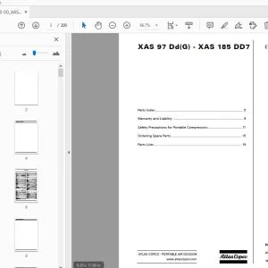 Atlas Copco XAS 97 Dd(G) - XAS 185 DD7 Portable Compressors Parts Manual - PDF DOWNLOAD